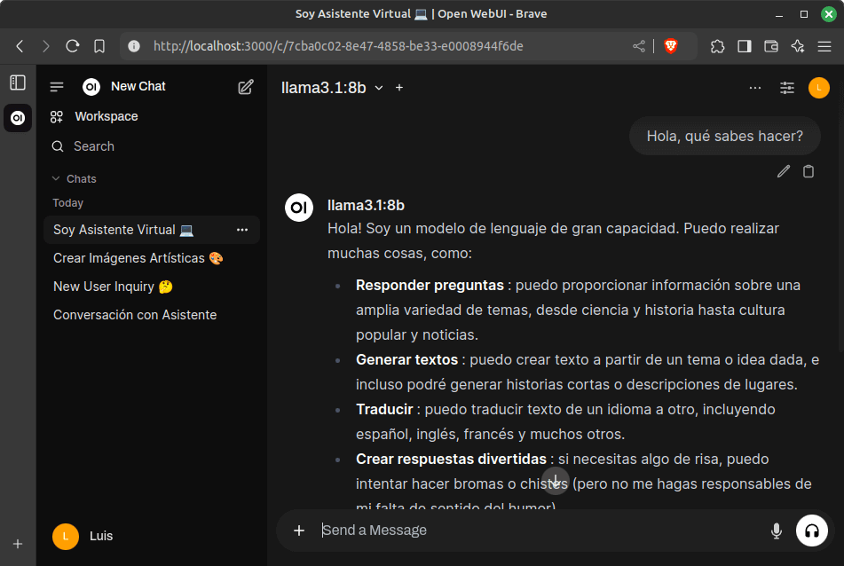 Ollama desde Open WebUI